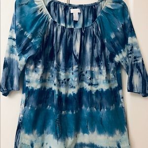 Beautiful Peasant Chico's plus size Tie Dyed Blue